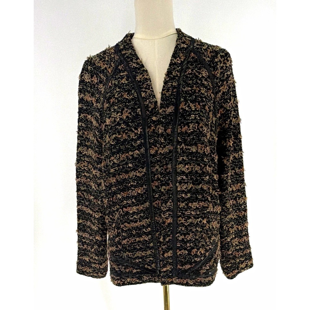 Isabel Toledo for Lane Bryant Black Tan Animal Print Open Jacket Lined 20